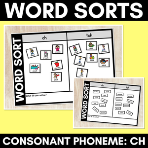 CONSONANT PHONEME CH WORD SORT