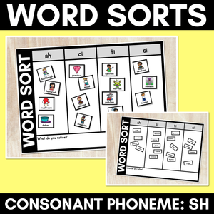 CONSONANT PHONEME SH WORD SORT