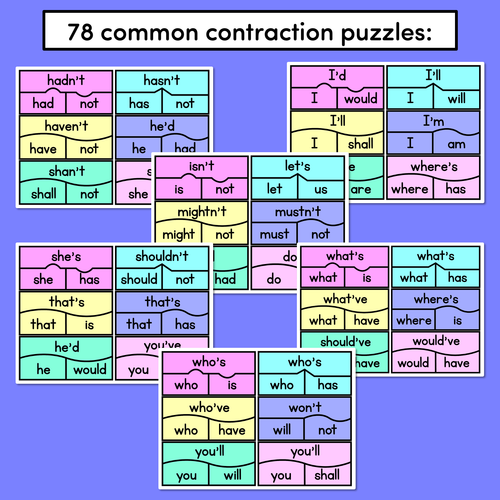 Resource preview 3 for CONTRACTIONS PUZZLES