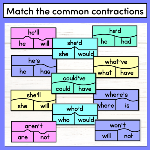 Resource preview 2 for CONTRACTIONS PUZZLES