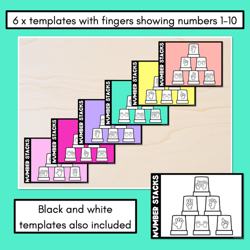 Resource preview 2 for Number Stacks - Cup Stacking Templates - Numbers 1-10 - FINGERS