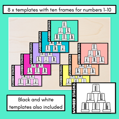 Resource preview 2 for Number Stacks - Cup Stacking Templates - Numbers 1-10 - TEN FRAMES