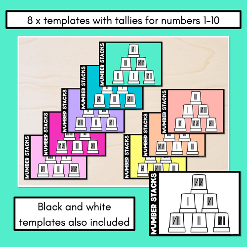 Resource preview 2 for Number Stacks - Cup Stacking Templates - Numbers 1-10 - TALLIES