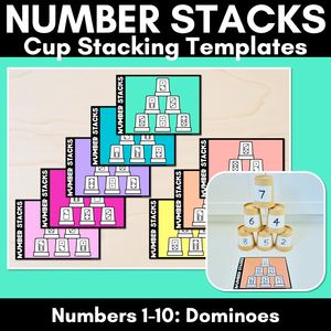 Number Stacks - Cup Stacking Templates - Numbers 1-10 - DOMINOES