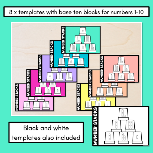 Resource preview 2 for Number Stacks - Cup Stacking Templates - Numbers 1-10 - BASE TEN BLOCKS