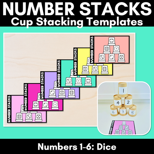 Resource preview 1 for Number Stacks - Cup Stacking Templates - Numbers 1-6 - DICE