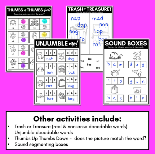 Resource preview 4 for CVC Worksheets - PHONICS REVIEW for Kindergarten Set 2