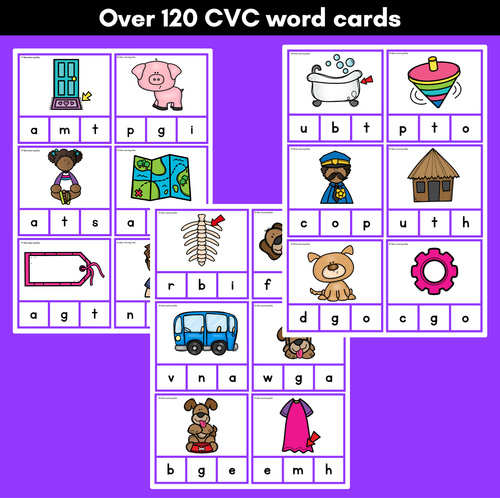 Resource preview 3 for CVC Word Clip Cards for beginning, middle and end sounds - Phonics Task Cards