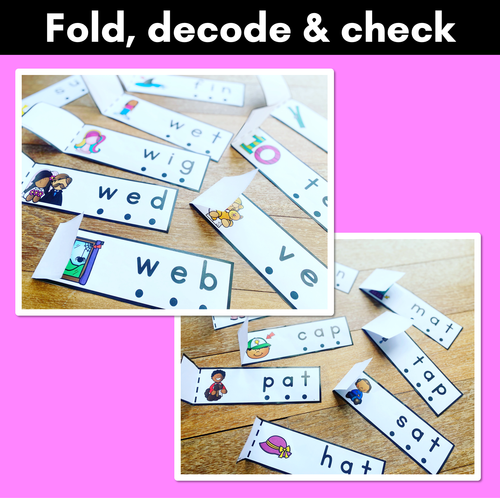 Resource preview 2 for CVC Word Foldable Strips - Decodable Word Task Cards for Kindergarten Phonics