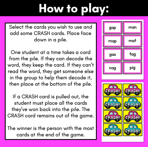 Resource preview 2 for CVC WORDS CARD GAME - Crash CVC Activity