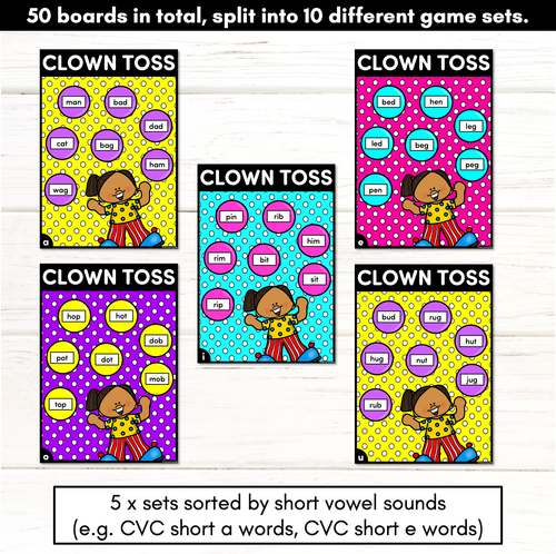 Resource preview 3 for CLOWN TOSS - CVC Phonics Game