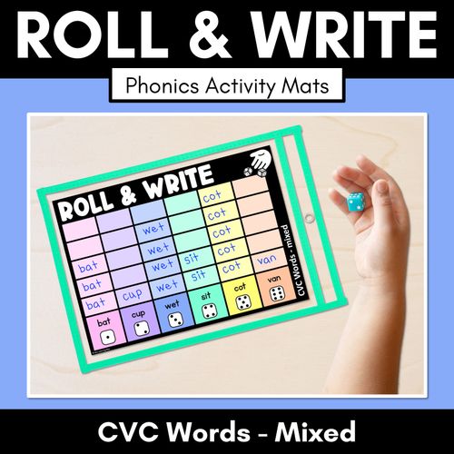 Resource preview 1 for ROLL & WRITE PHONICS ACTIVITY MATS - CVC Short Mixed words