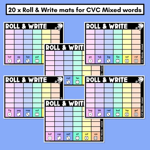 Resource preview 2 for ROLL & WRITE PHONICS ACTIVITY MATS - CVC Short Mixed words