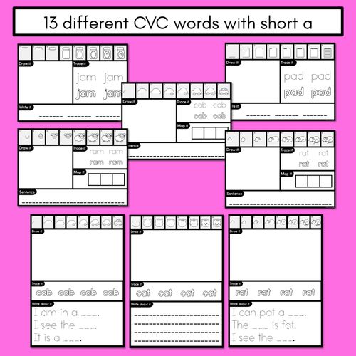 Resource preview 4 for PHONICS DECODABLE DIRECTED DRAWINGS - CVC Words Short A