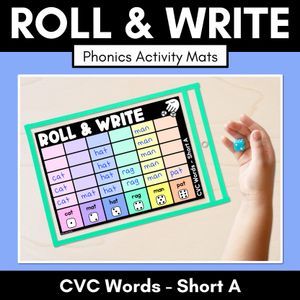 ROLL & WRITE PHONICS ACTIVITY MATS - CVC Short A Words