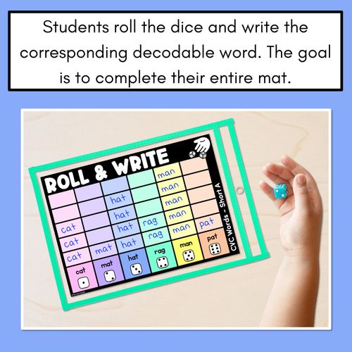 Resource preview 4 for ROLL & WRITE PHONICS ACTIVITY MATS - CVC Short A Words