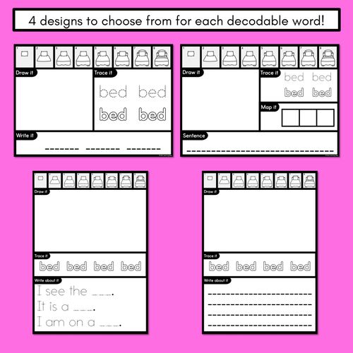 Resource preview 3 for PHONICS DECODABLE DIRECTED DRAWINGS - CVC Words Short E