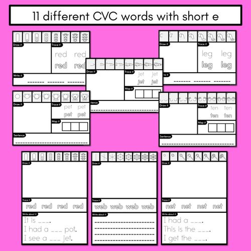 Resource preview 4 for PHONICS DECODABLE DIRECTED DRAWINGS - CVC Words Short E