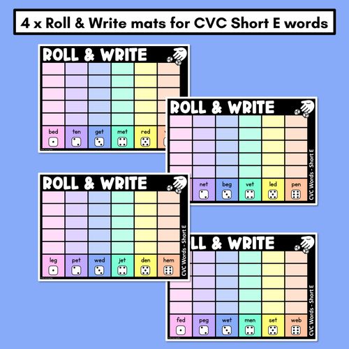 Resource preview 2 for ROLL & WRITE PHONICS ACTIVITY MATS - CVC Short E Words