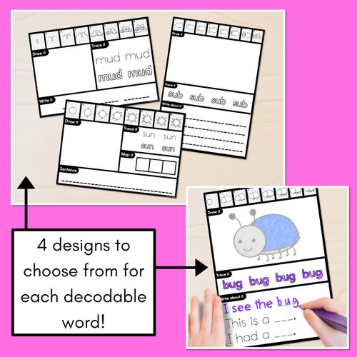 Resource preview 2 for PHONICS DECODABLE DIRECTED DRAWINGS - CVC Words Short U