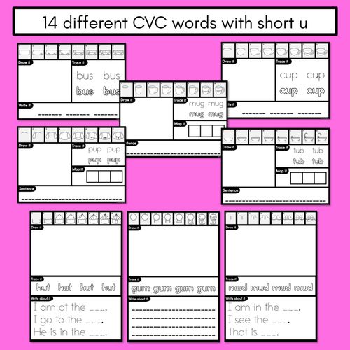 Resource preview 4 for PHONICS DECODABLE DIRECTED DRAWINGS - CVC Words Short U