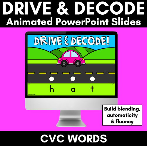 Resource preview 1 for Blending CVC Words with Cars - DIGITAL SLIDES - Drive & Decode