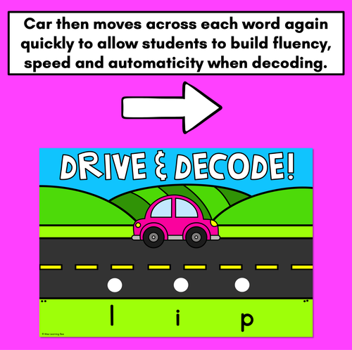 Resource preview 2 for Blending CVC Words with Cars - DIGITAL SLIDES - Drive & Decode