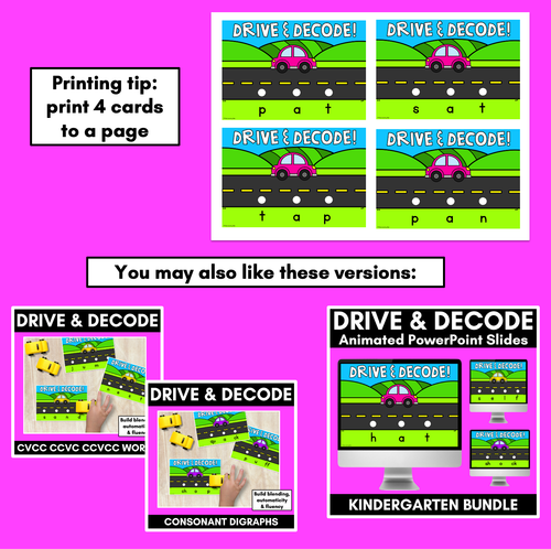 Resource preview 4 for Blending CVC Words with Cars - Drive & Decode