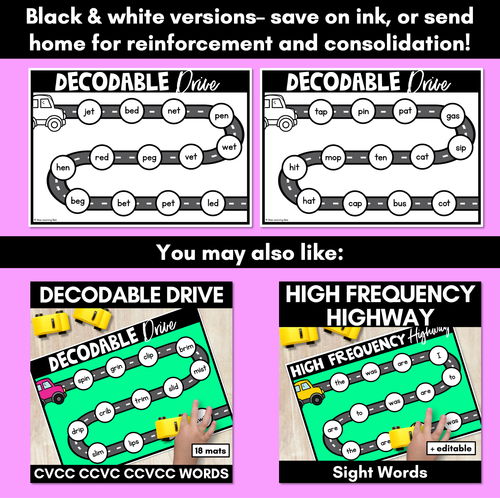 Resource preview 4 for CVC WORD BLENDING MATS - Phonics Fluency Games - Decodable Drive