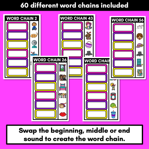 Resource preview 3 for CVC Word Chains for Beginning, Middle and End Sounds