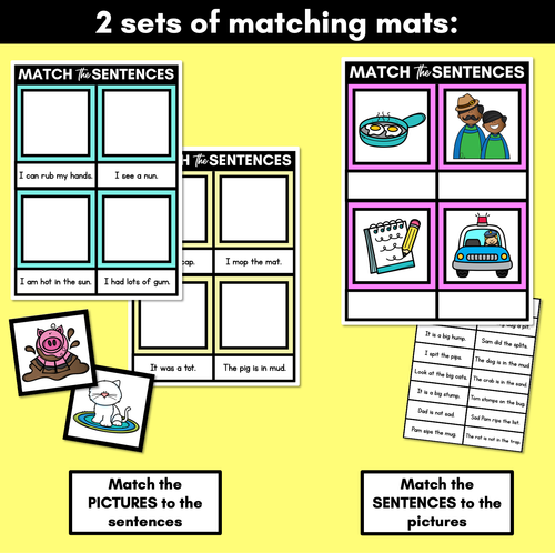 Resource preview 3 for Decodable CVC Sentences Mats - Read & Match Set 2 - CVC Words