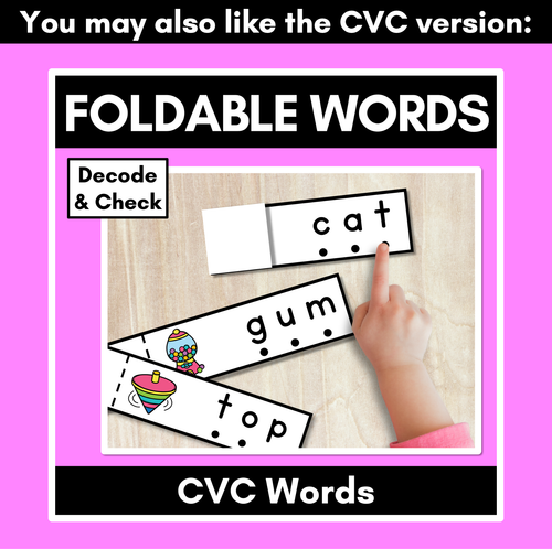 Resource preview 4 for CVCC CCVC & CCVCC Words Foldable Strips - Decodable Words for Kindergarten