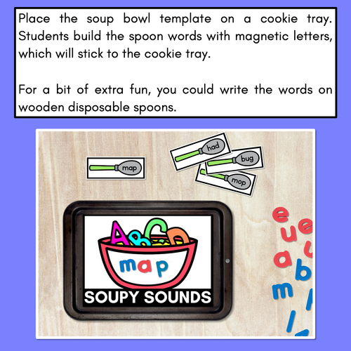 Resource preview 2 for CVC Word Building Phonics Game - SOUPY SOUNDS