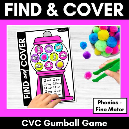 Resource preview 1 for NO PREP CVC WORD GAMES - Find & Cover the CVC Words - GUMBALL GAMES