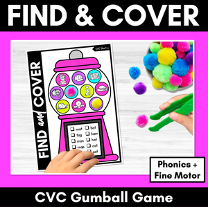 NO PREP CVC WORD GAMES - Find & Cover the CVC Words - GUMBALL GAMES