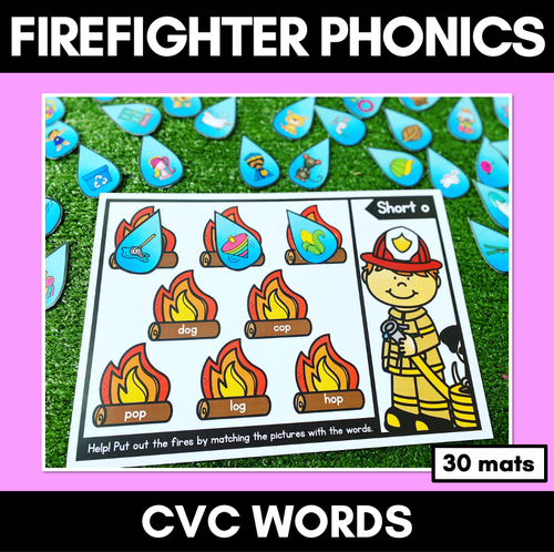 Resource preview 1 for CVC WORD GAMES - Fire Fighter Themed Phonics Activities for Kindergarten