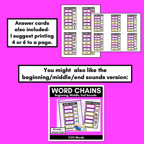 Resource preview 3 for CVC Word Chains for Beginning and End Sounds