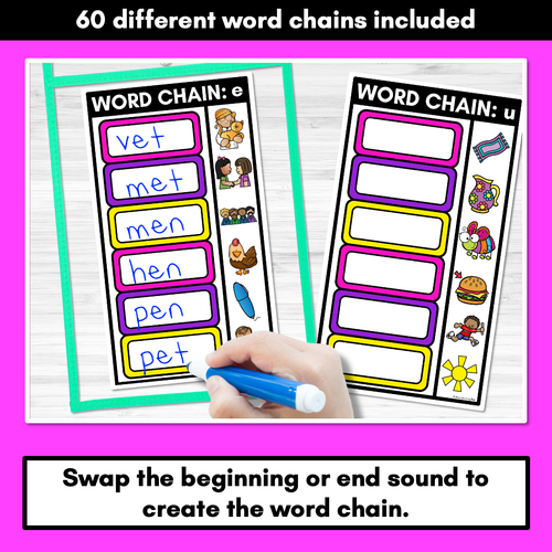 Resource preview 4 for CVC Word Chains for Beginning and End Sounds