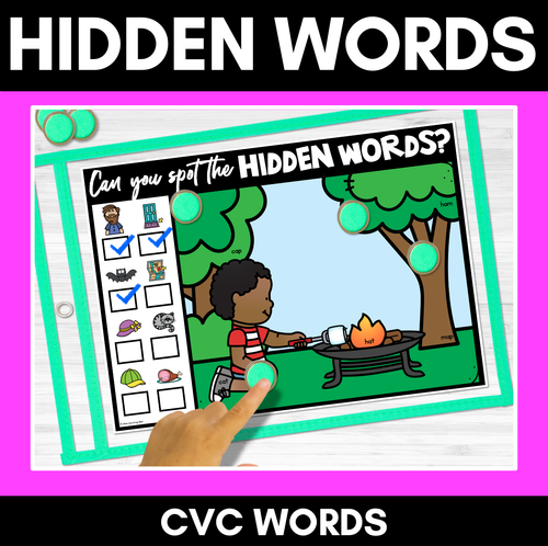 Resource preview 3 for HIDDEN WORD MATS - No Prep Phonics Game BUNDLE