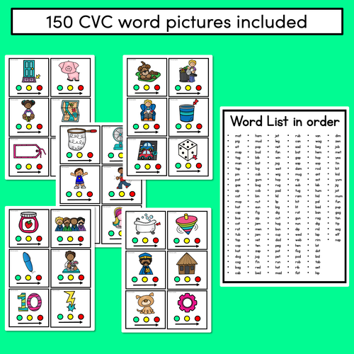 Resource preview 4 for CVC Word Picture Cards with Sound Buttons - STRETCH & BLEND WITH SLINKIES