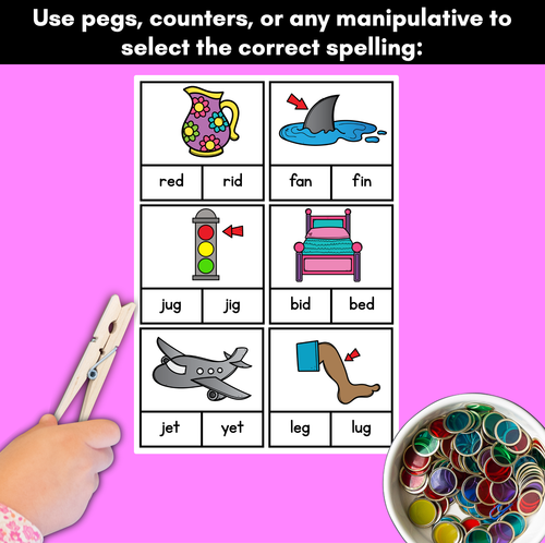 Resource preview 4 for CVC Word Clip Cards - Kindergarten Phonics Task Cards