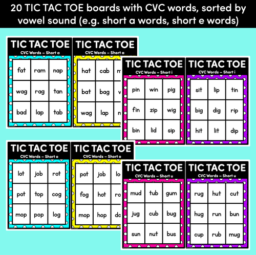 Resource preview 4 for TIC TAC TOE GAME for CVC Words - No Prep Phonics Game for Kindergarten