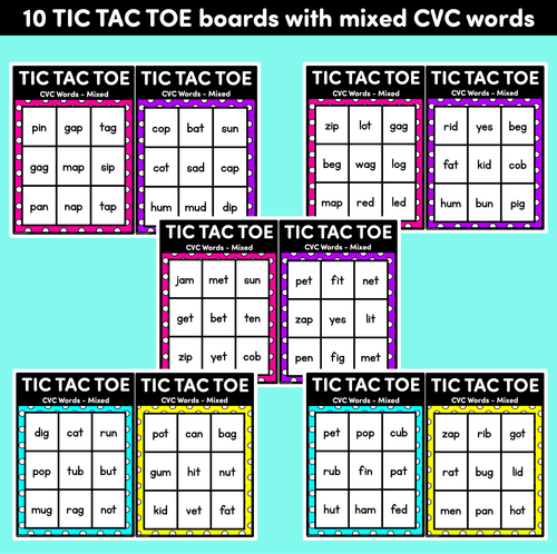 Resource preview 3 for TIC TAC TOE GAME for CVC Words - No Prep Phonics Game for Kindergarten