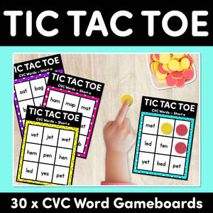 TIC TAC TOE GAME for CVC Words - No Prep Phonics Game for Kindergarten