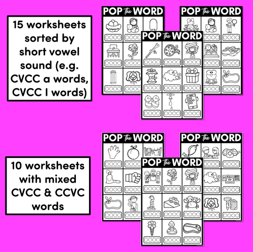 Resource preview 3 for CVC WORD WORKSHEETS for POPPITS - Phonemic Awareness + CVC Word Mapping