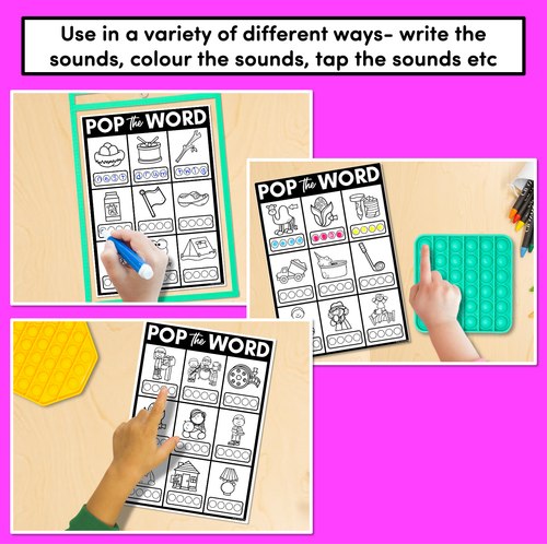 Resource preview 2 for CVC WORD WORKSHEETS for POPPITS - Phonemic Awareness + CVC Word Mapping