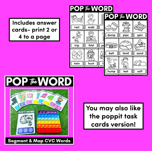 Resource preview 4 for CVC WORD WORKSHEETS for POPPITS - Phonemic Awareness + CVC Word Mapping