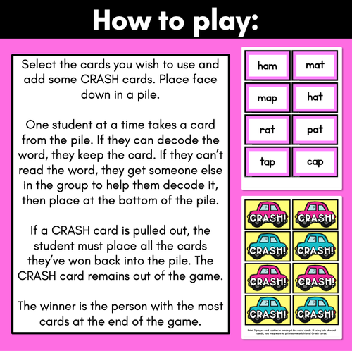 Resource preview 2 for CVC WORDS CARD GAME - Crash CVC Activity