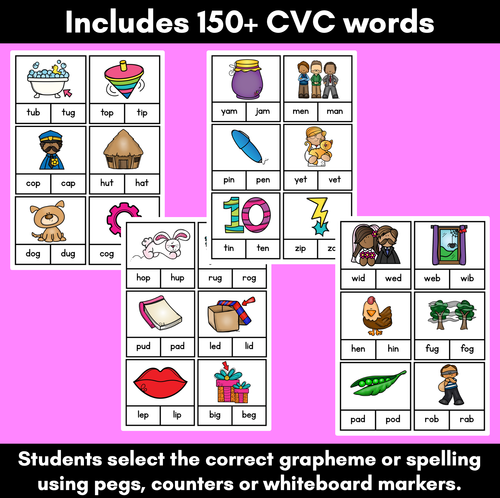 Resource preview 2 for CVC Word Clip Cards - Kindergarten Phonics Task Cards