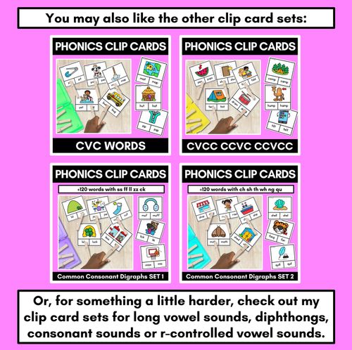 Resource preview 4 for CVC Word Clip Cards - Kindergarten Phonics Task Cards